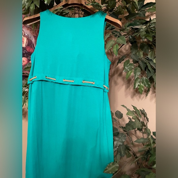 🩵 CHICO’S FOR YOU! TEAL SLEEVELESS DRESS HIGH BELTED WAIST MAXI  SZ:3 (16-18) - Picture 5 of 11